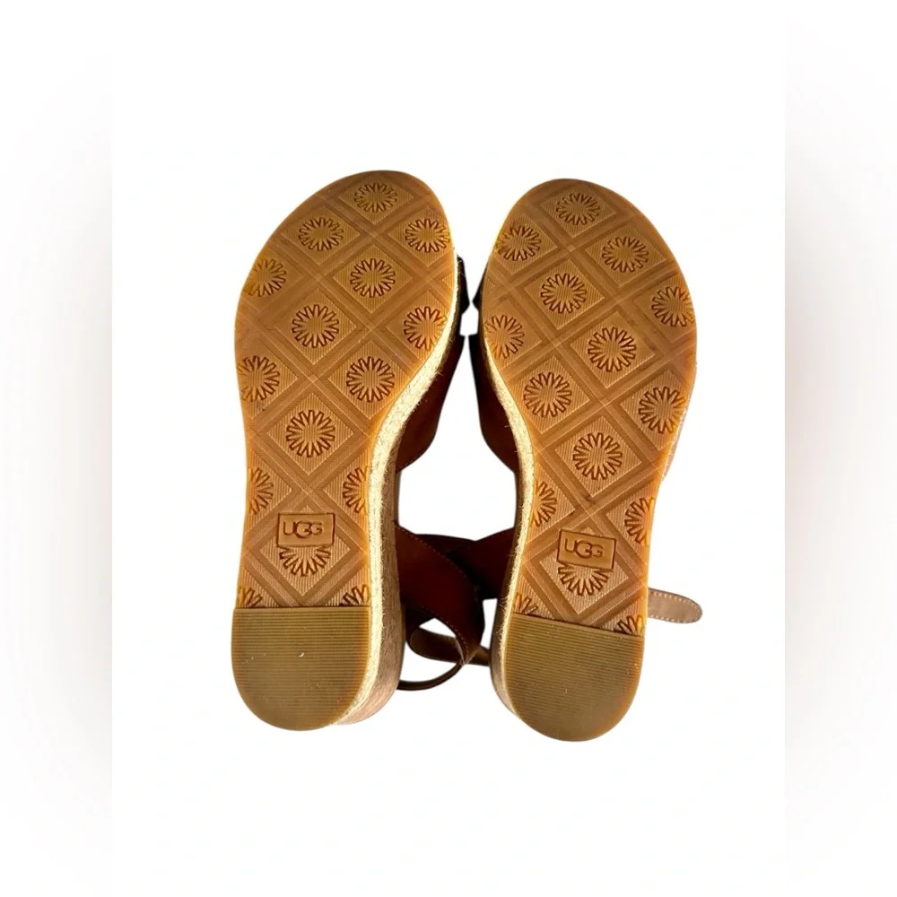 UGG Cloverdale Leather Espadrille Wedge Sandals